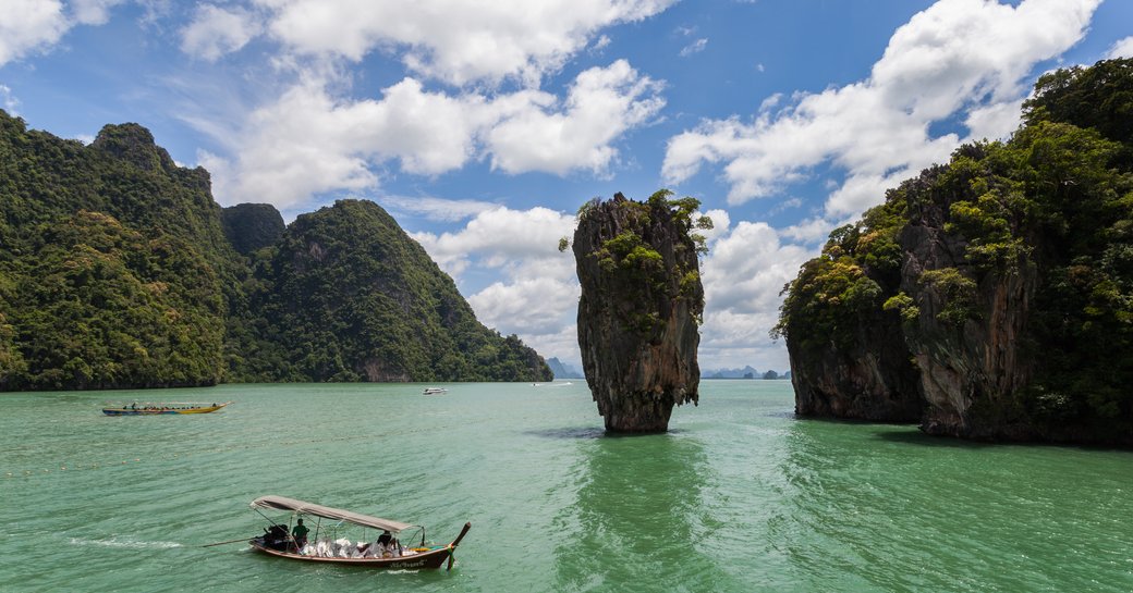 A canoe exploring Ao Phang-Nga National Park, Thailand
