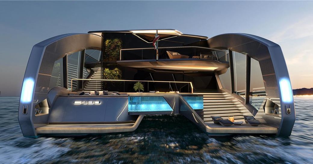 Aft rendering of charter yacht THIS IS IT