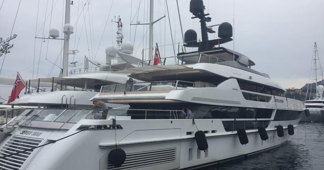 motor yacht Seven Sins lined up in Monaco port