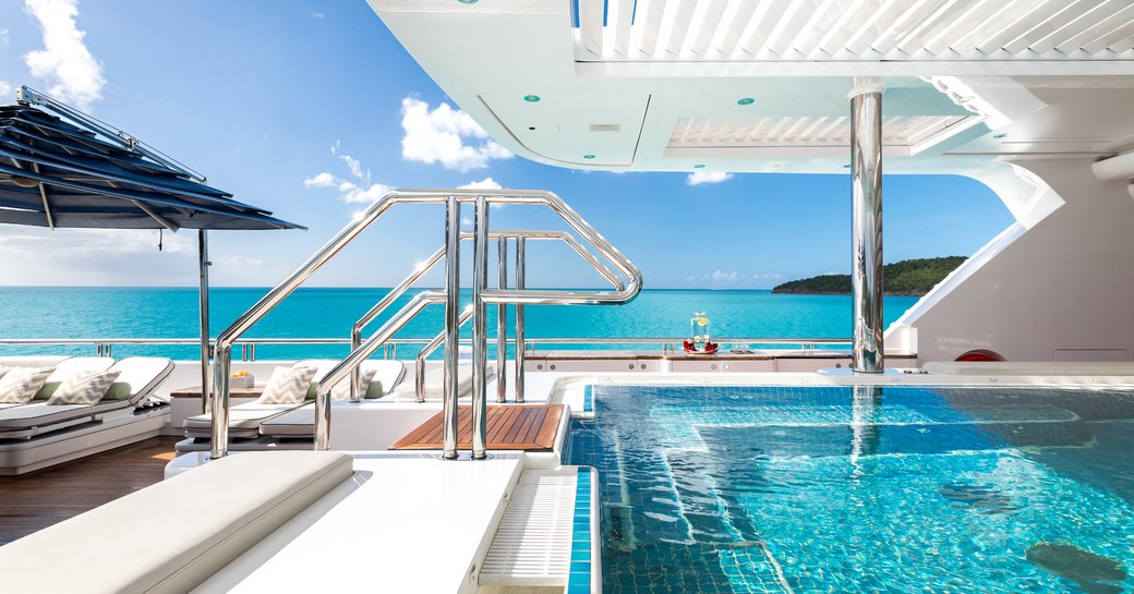 pool and extraordinary views onboard superyacht Titania