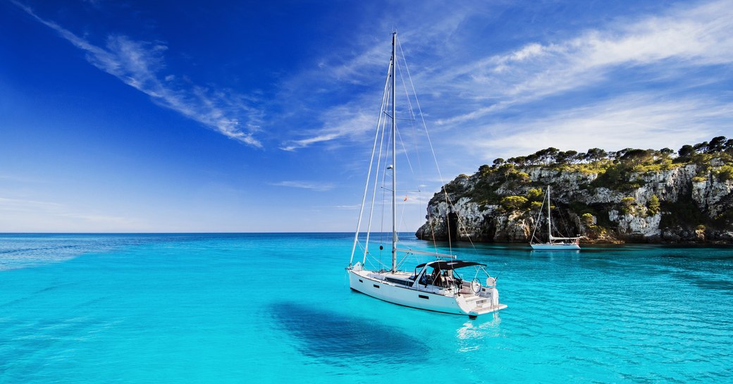 Mediterranean crystal blue sea on yacht charter vacation
