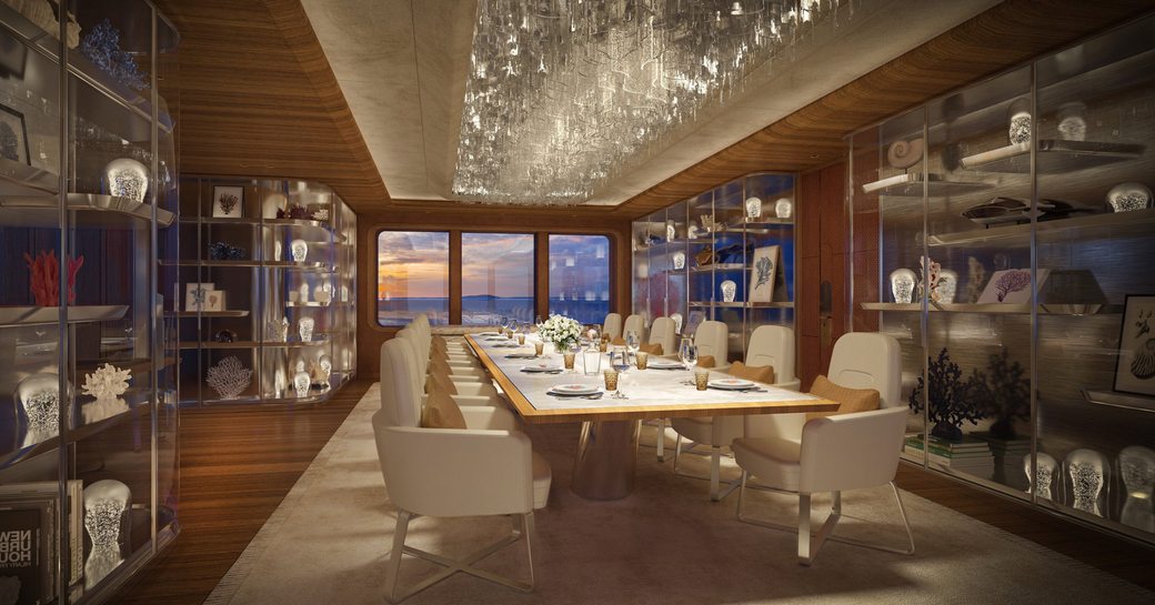 Formal dining on board charter yacht KENSHO