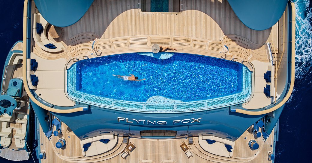 the swimming pool on superyacht flying fox