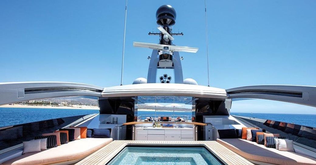 Sundeck pool on board charter yacht HALO