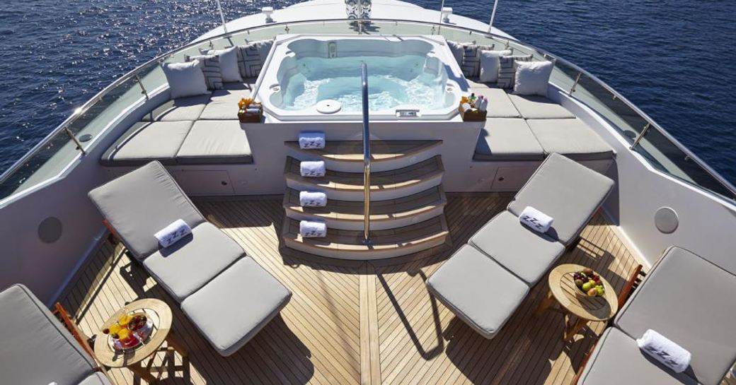 The sunpads and Jacuzzi on board motor yacht 'Zoom Zoom Zoom'