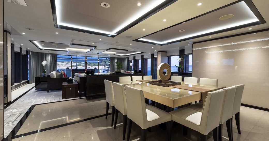 Interior dining on luxury yacht SAMURAI