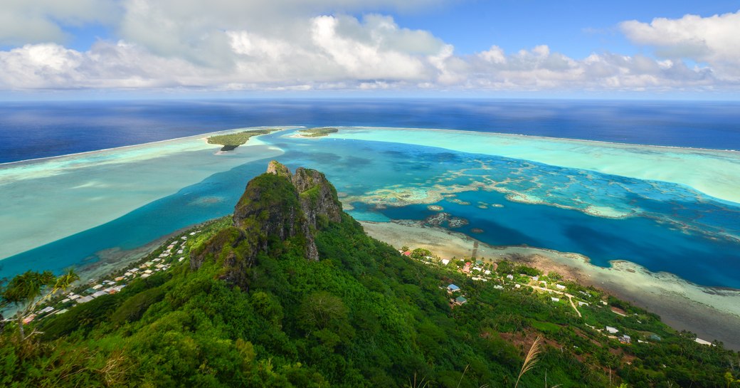 Tahiti, in French Polynesia, view over islands