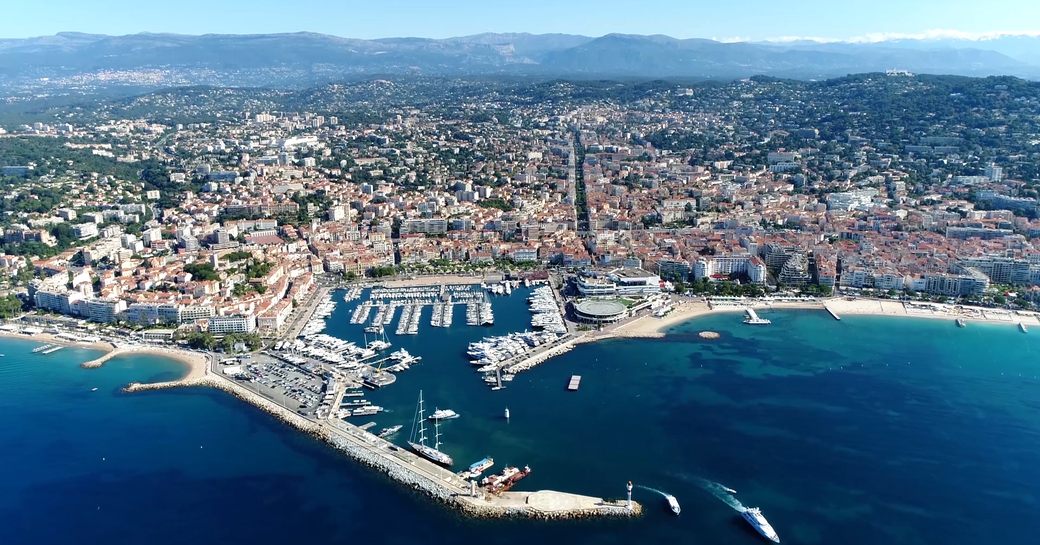 Cannes town aerial view