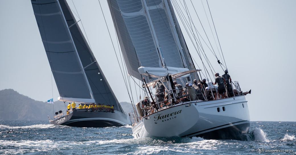 sailing yacht Freya and sailing yacht TAWERA compete at the NZ Millennium Cup 2019 in New Zealand