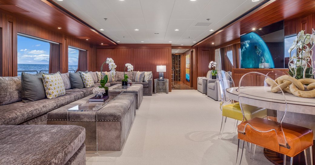 Main salon onboard charter yacht Endless Summer