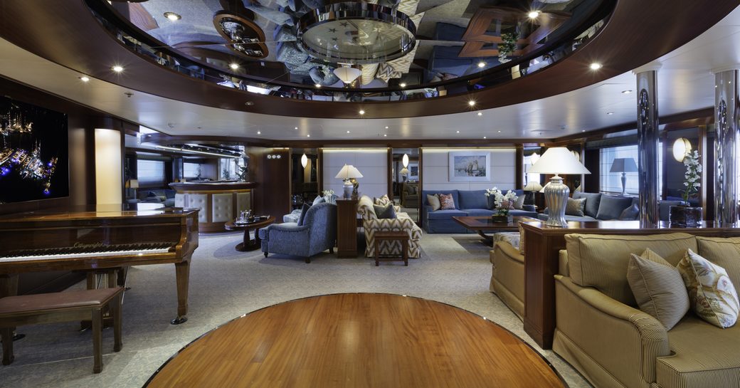The main salon of luxury yacht 'Lauren L'