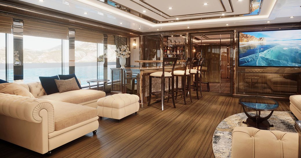 lady lena luxury yacht main salon with bar