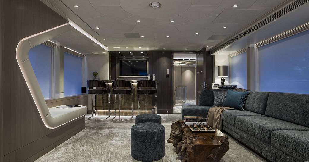 Decadent bar space on luxury yacht IRISHA 