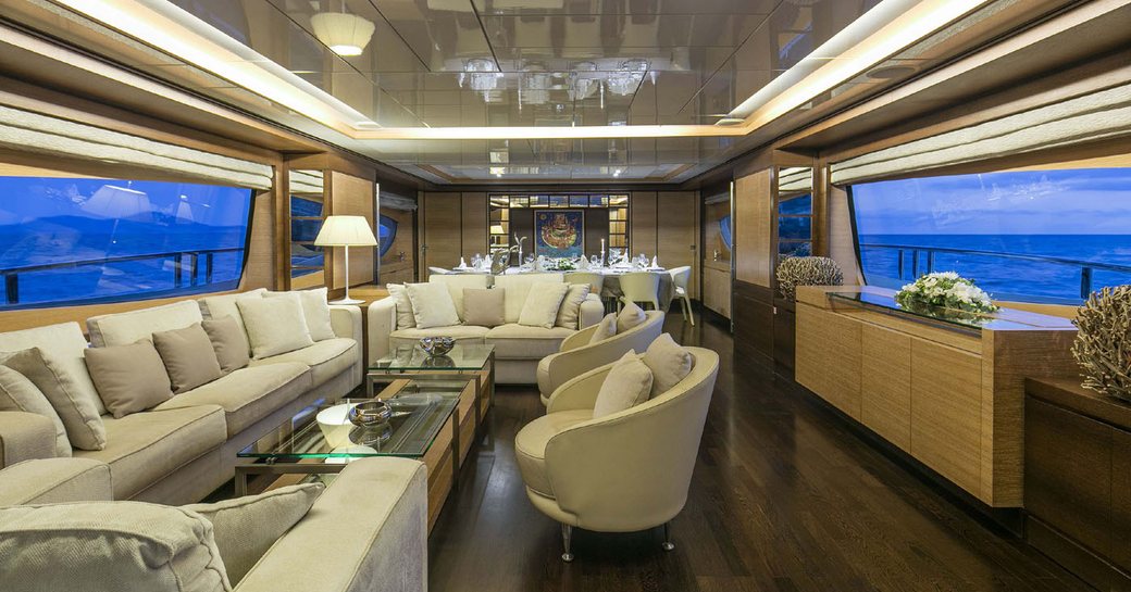 The modern furnishings and fixtures on board M/Y RINI