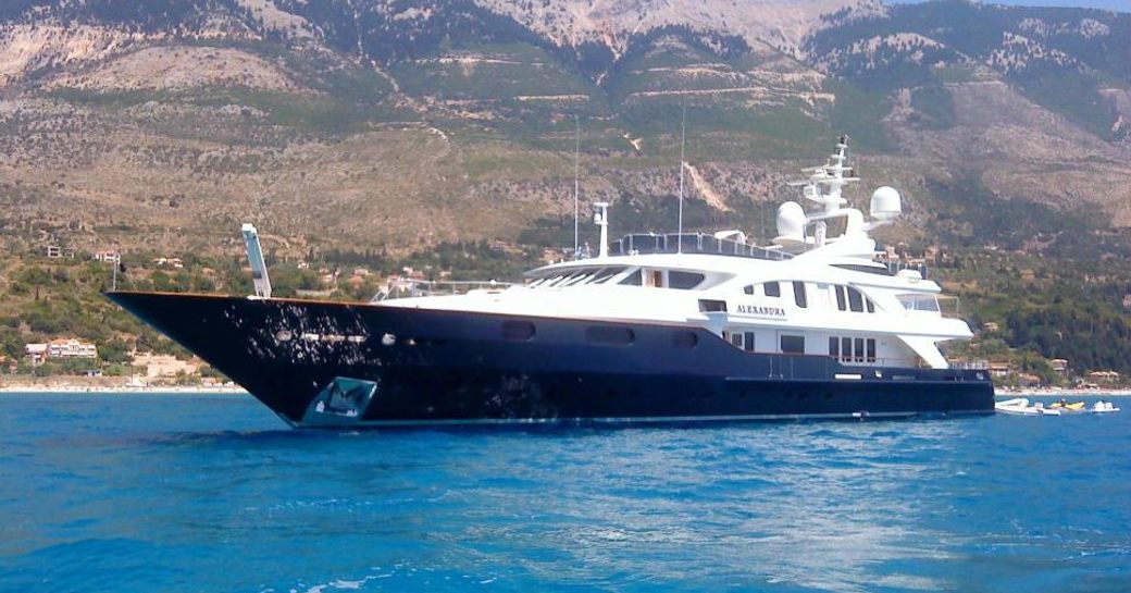Superyacht ALEXANDRA sat at anchor