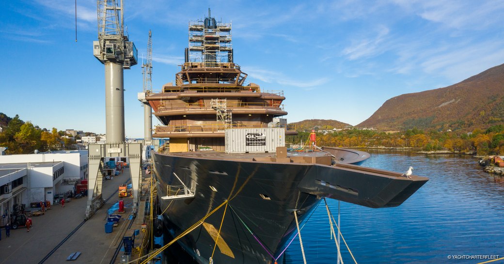 rev ocean luxury yacht in construction in norway