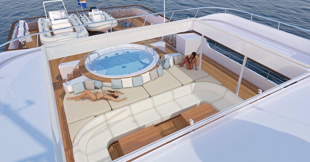 Motor Yacht Katina upper deck aft with jacuzzi