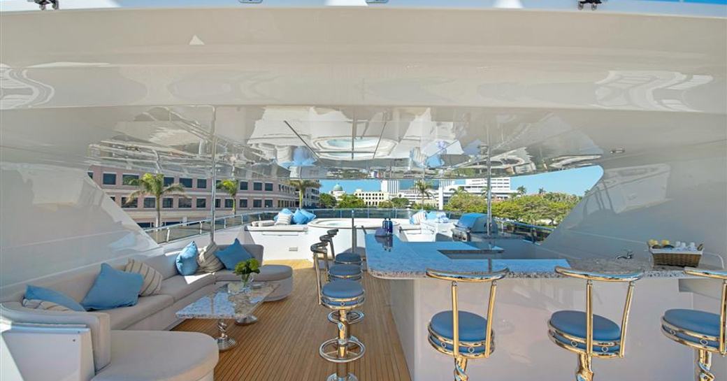 sundeck on charter yacht mi amore with wet bar