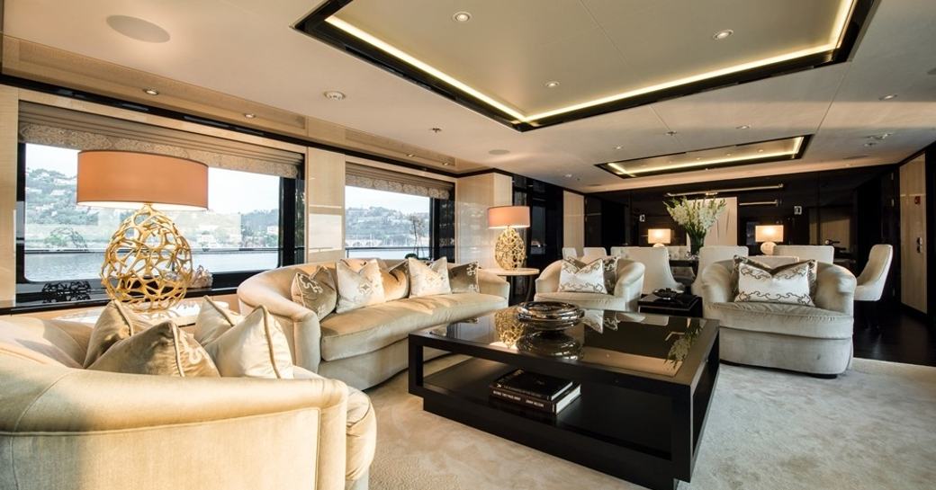 glamorous main salon aboard charter yacht ELIXIR 