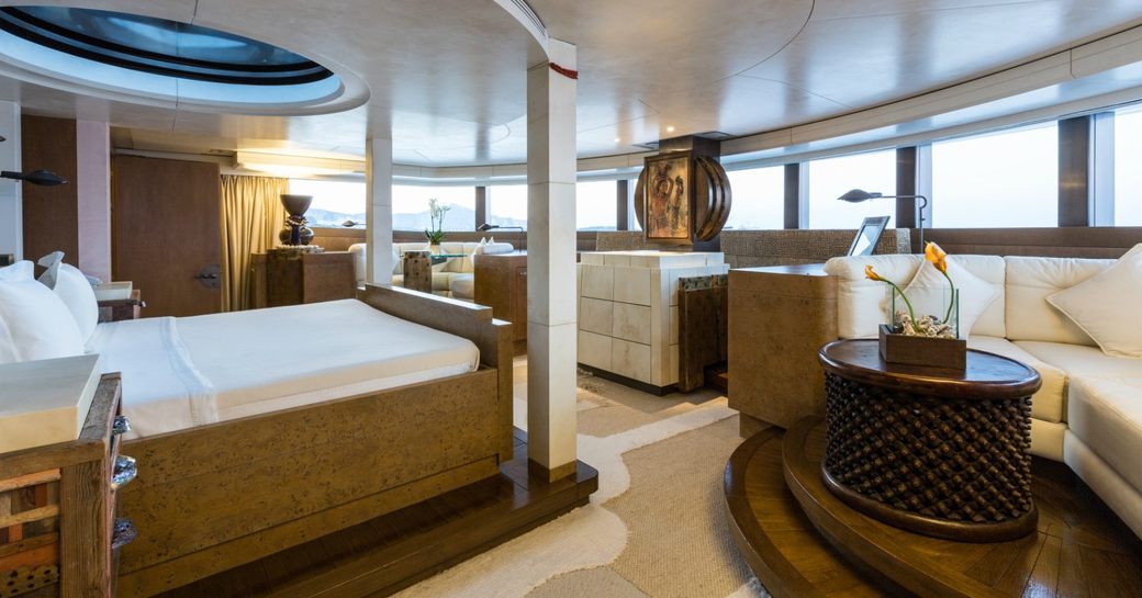 Master cabin on board superyacht Coral Ocean