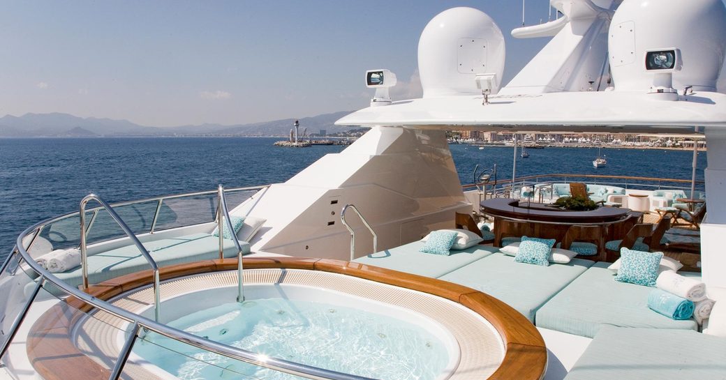 jacuzzi encircled by sunpads onboard yacht berilda