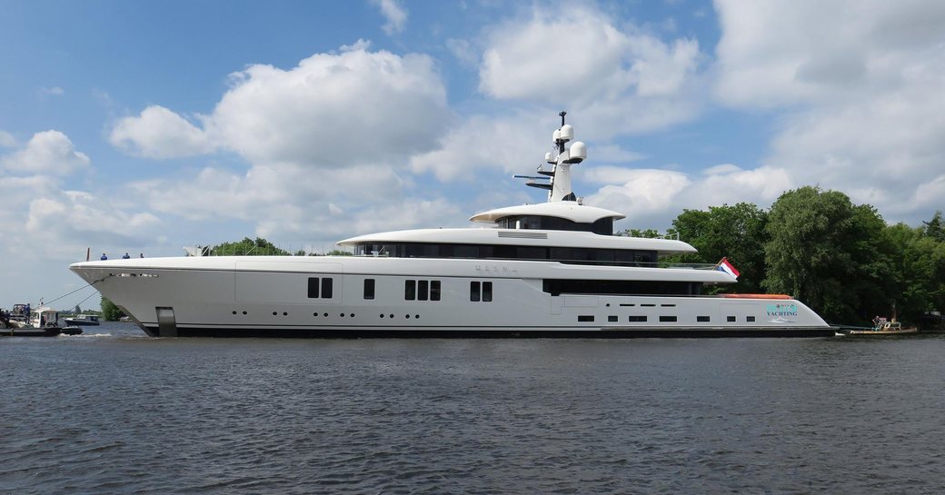 The port side of Feadship superyacht HASNA