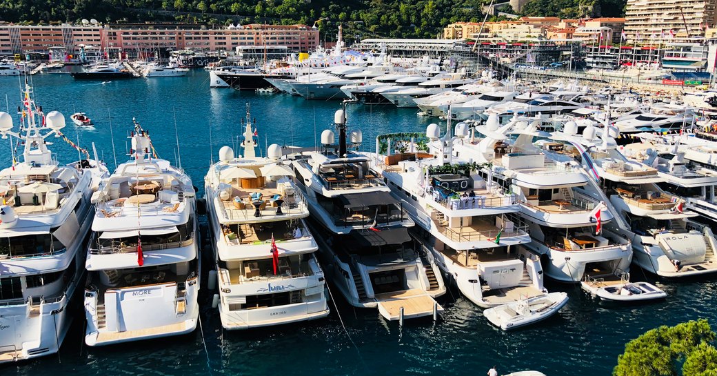 Yachts in port at the Monaco Grand Prix