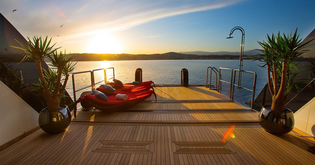 swim platform with seabobs on luxury yacht cocoa bean