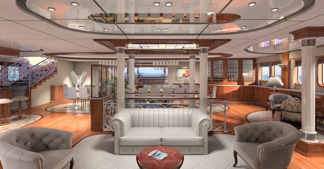 classical style main salon with lounge on board superyacht LEGEND 
