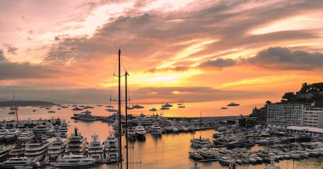 Sunset over the Monaco Yacht Show