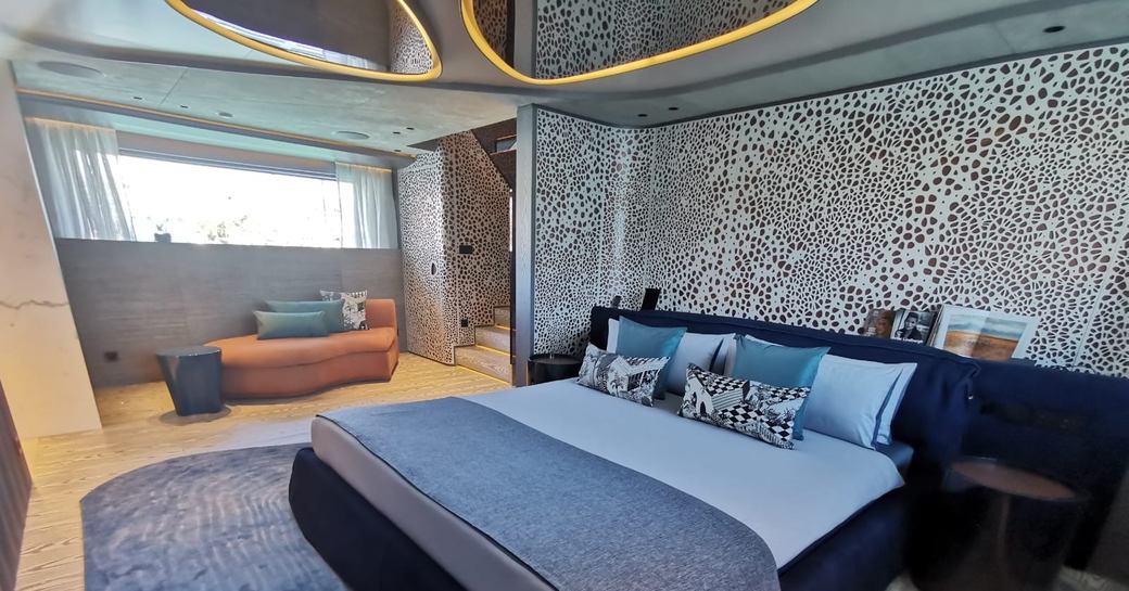 Triple-deck master cabin on board charter yacht PANDION PEARL