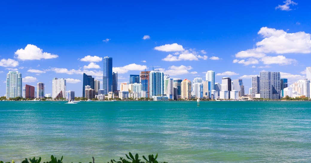 view of Miami skyline from the water