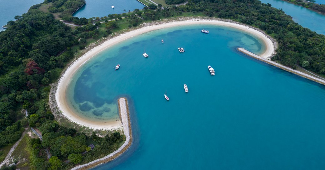 Aerial view over Lazarus Island, Singapore