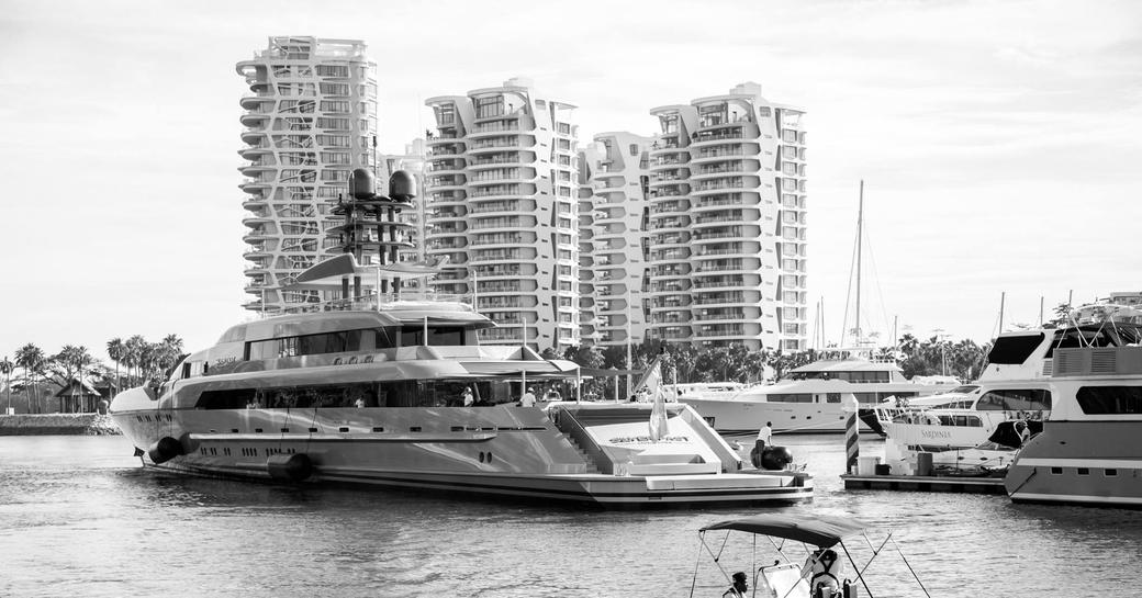 motor yacht Silver Fast at the ONE°15 Marina for the Singapore Yacht Show 2017