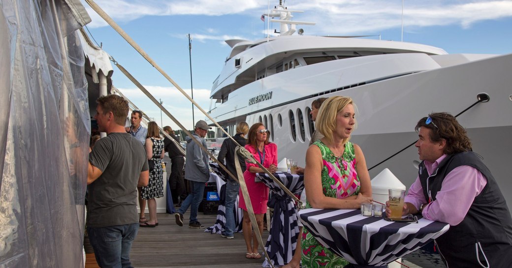 luxury yacht Blue Moon lined up at Newport Charter Yacht Show 