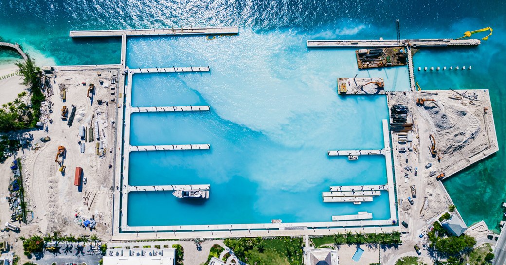 Newly reconstructed Hurricane Hole Marina in Nassau, Bahamas
