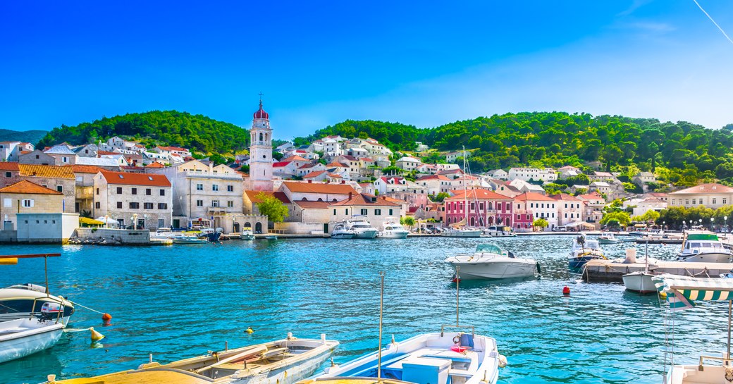 tranquil waters and seafront scenery of small mediterranean village in croatia