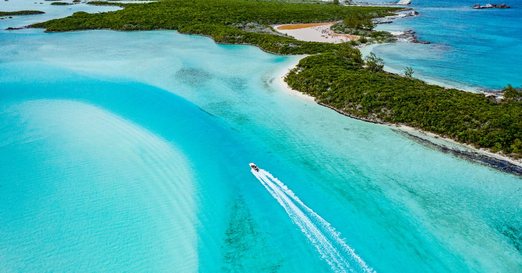 luscious blue water in the Bahamas