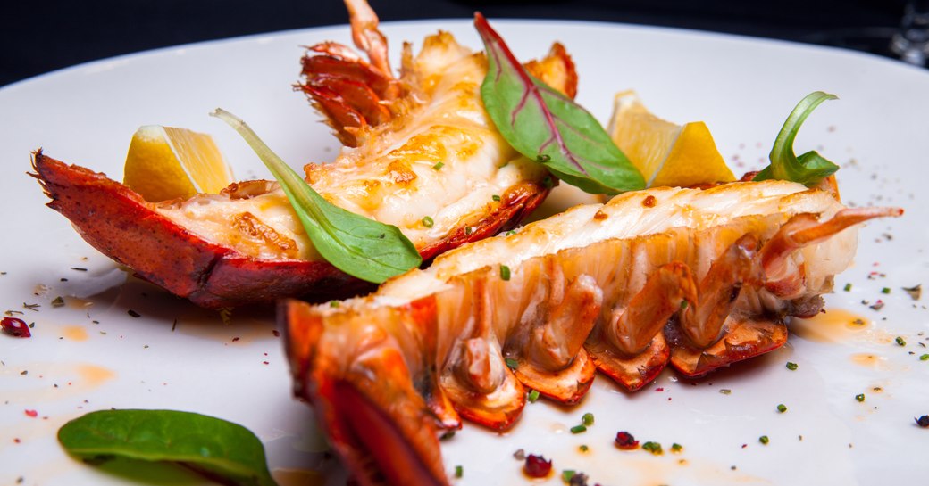 Anegada lobster served up on a Virgin Islands yacht charter