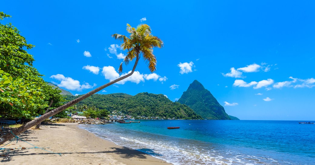 Tropical beach in the Pitons, St Lucia in the Caribbean