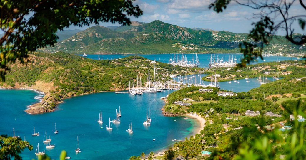 View of marinas from Shirley Heights in Antigua