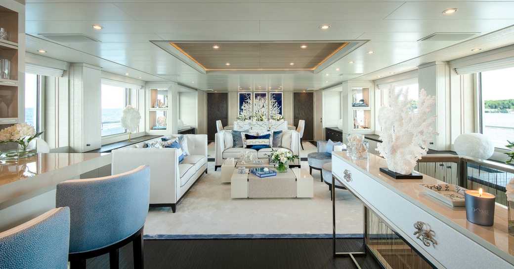 Main salon on board charter yacht SPIRIT