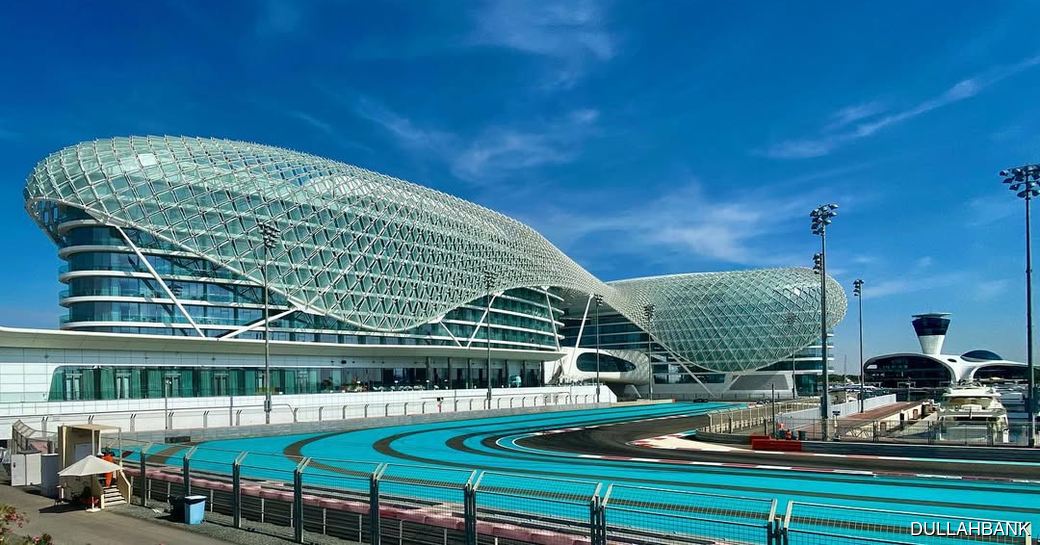 W Abu Dhabi hotel exterior, racetrack