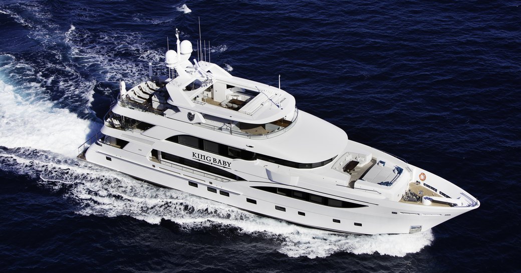 superyacht ‘King Baby’ cruising for charter in the Caribbean