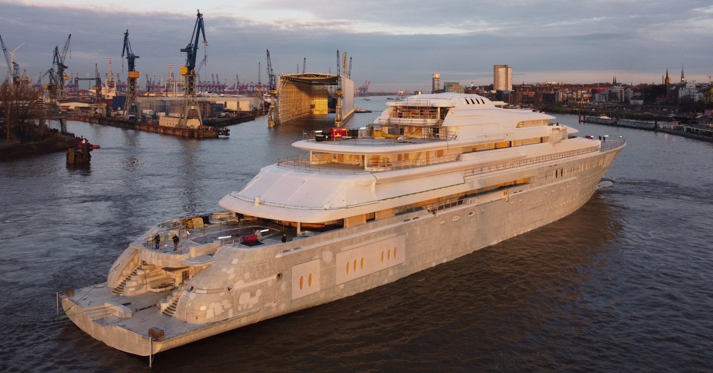 Superyacht Lurssen's Project Opera at Blohm and Voss shipyard