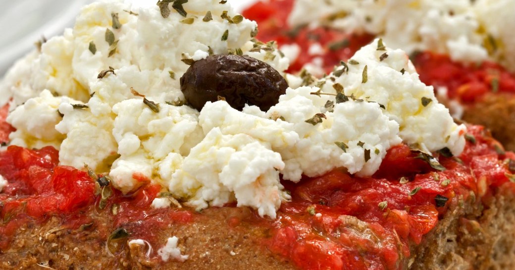 ‘Cretan Salad’ or Koukouvagia served in Crete, Greece