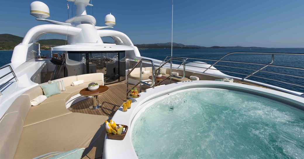 The Jacuzzi on the sundeck of Benneti superyacht 'Mine Games'