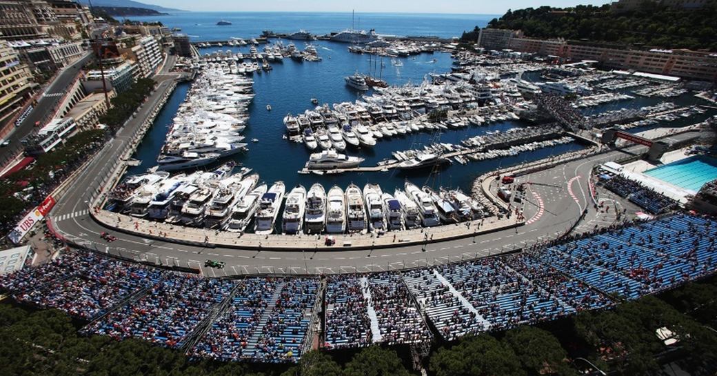 aerial view of Port Hercules at the Monaco Grand Prix