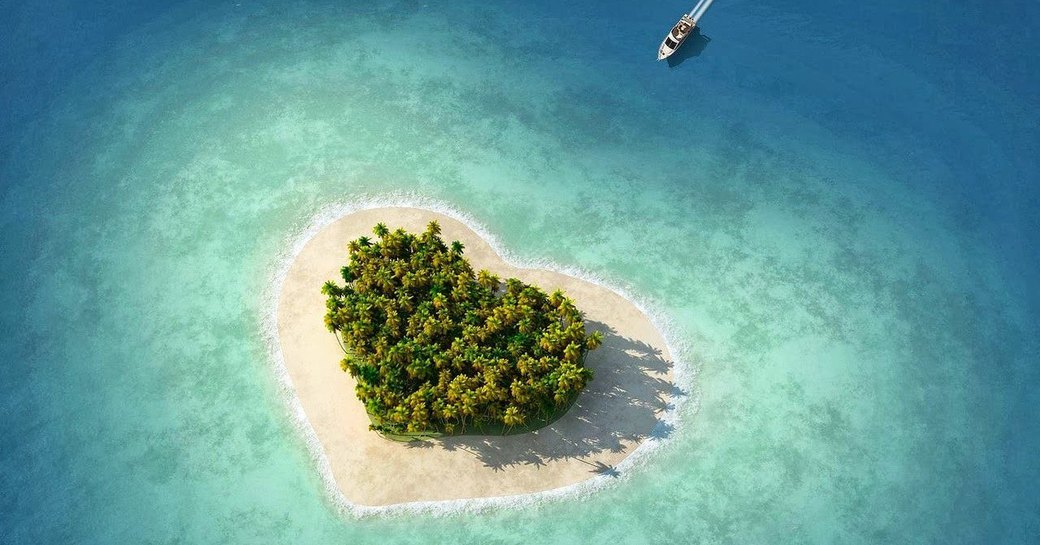 Heart-shaped Tavarua Island in Fiji