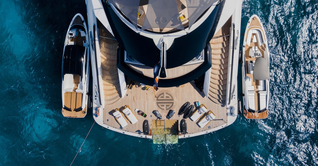luxurious sundeck onboard superyacht charter AHPO